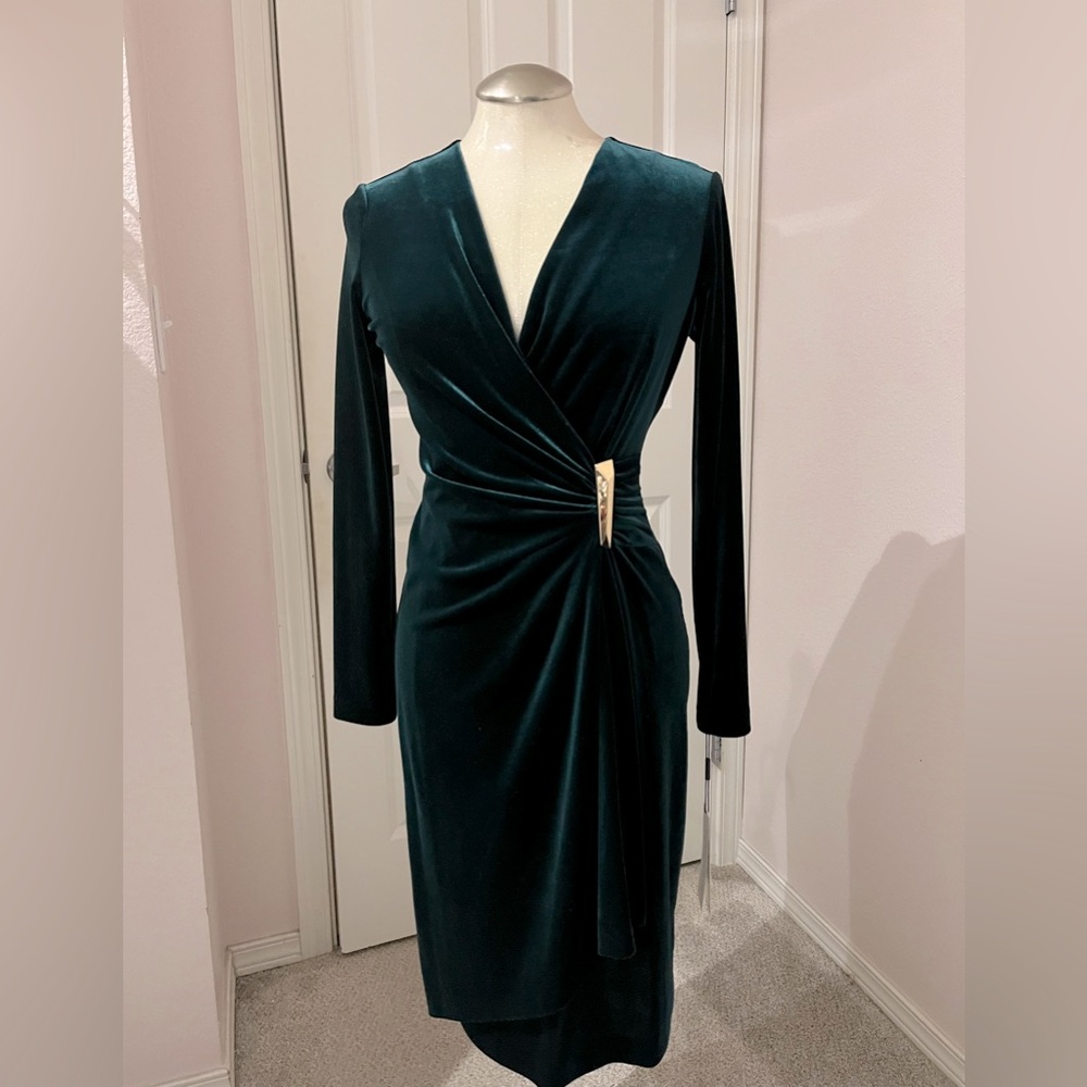 Green Calvin Klein Velvet Dress